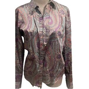 Lauren Ralph Lauren Women's Blouse Size Medium Cotton Long Sleeve Paisley Design